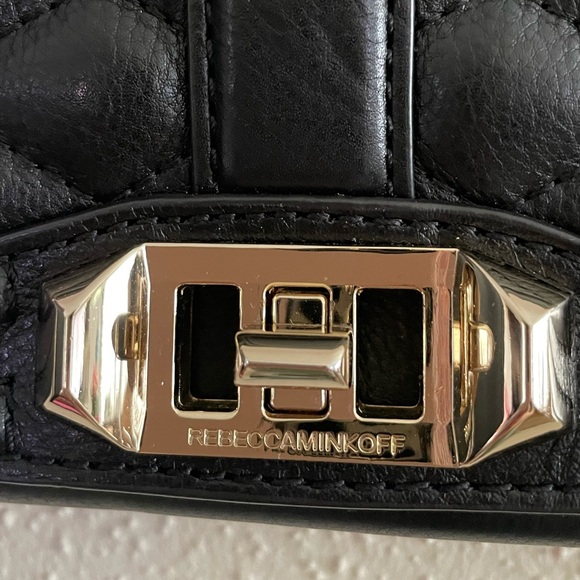 Rebecca Minkoff Black Leather Quilted Chain Strap Shoulder/Crossbody Bag - Picture 10 of 16